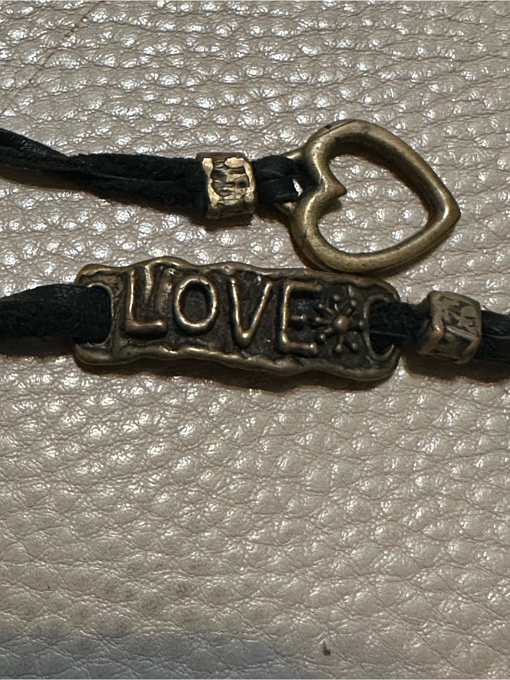 Love Black Cord Bracelet with Gold-Tone 'LOVE' Plate and Heart